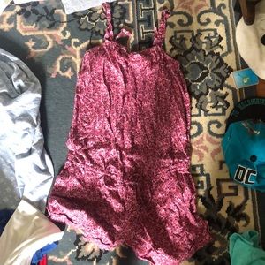 Pink romper with light pink flowers